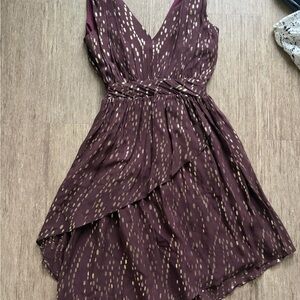 Chic Asymmetrical Brown Patterned Dress
